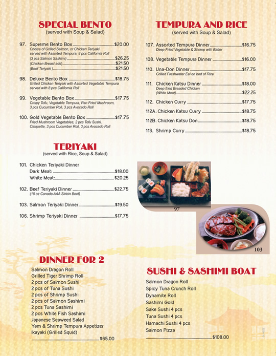 Teriyaki, Tempura, Rice, Noodles