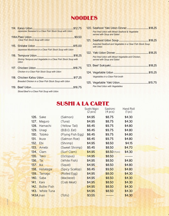 Teriyaki, Tempura, Rice, Noodles